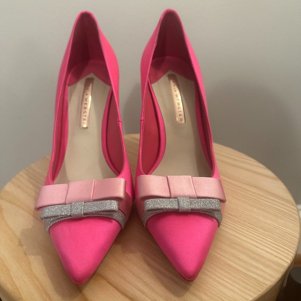 SOPHIA WEBSTER Andie bow-trim satin point-toe pumps